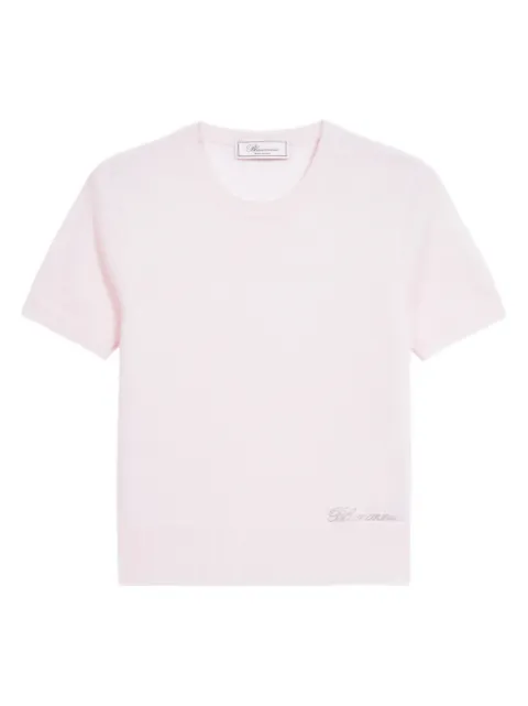 Blumarine logo-embroidered round-neck T-shirt Pink 22M668A