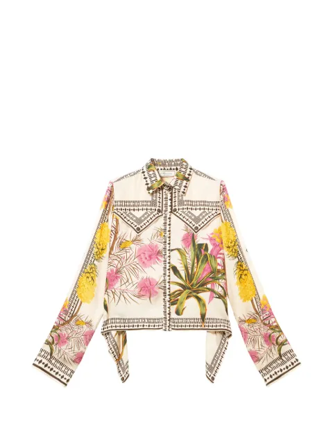 Blumarine floral print twill top Neutrals 2C434AF8177