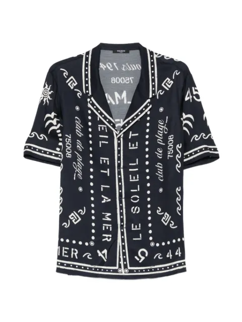 Balmain shirt with Balmain club print Blue GH0HN130VI80