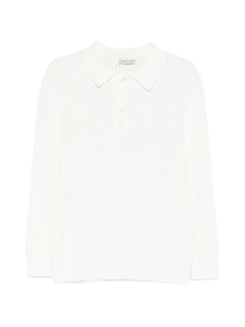 Carter Young cable-knit polo shirt White CYSS26015