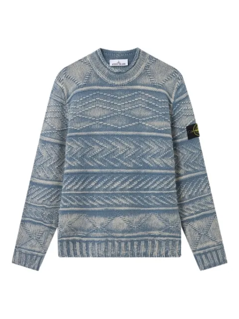 Stone Island 5100001 Aran cashmere frosted treatment sweater Blue L1S155100001S00Z6