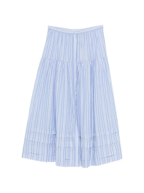 DÔEN striped tiered midi skirt Blue 23363331