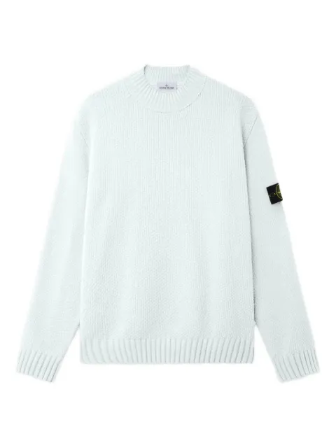 Stone Island 5100005 moss stitch cotton Chenille jumper Blue L1S155100005S00N8