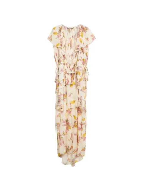Blumarine floral pleated ruffled dress Neutrals P622A804AF8177