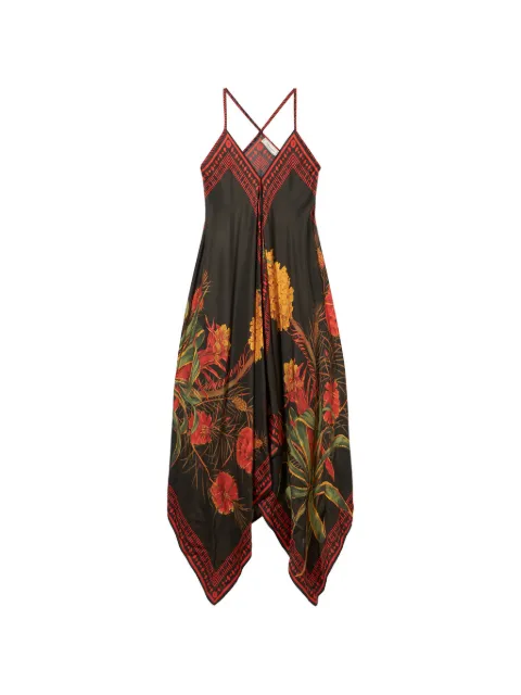 Blumarine twill floral print dress Black 2A756AF9904