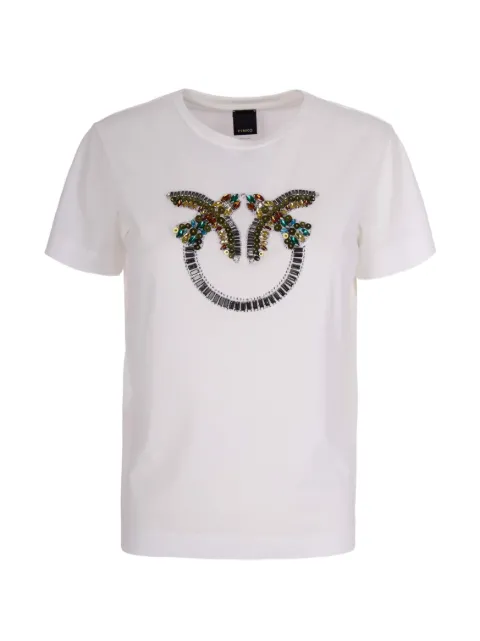 PINKO T-shirt with Love Birds jewel maxi embroidery White 100535A33F