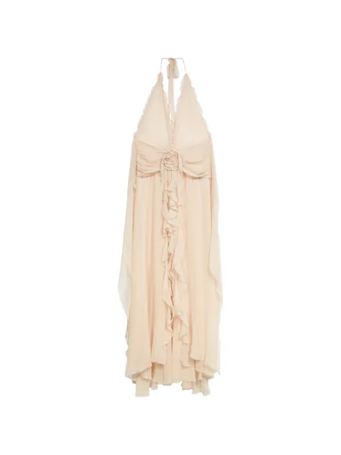 Blumarine ruffled flower long dress Neutrals P622A803AN0817