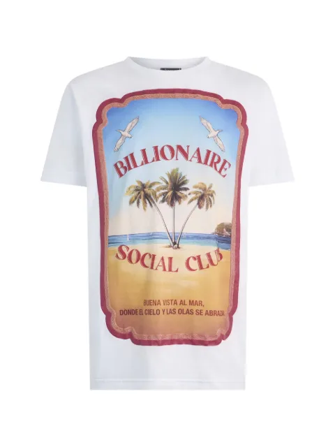 Billionaire round-neck graphic-print T-shirt White IAFCMTK9082BKN003N