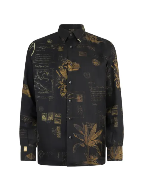 Billionaire Letter printed silk shirt Black IAFCMRP2594BTE065N