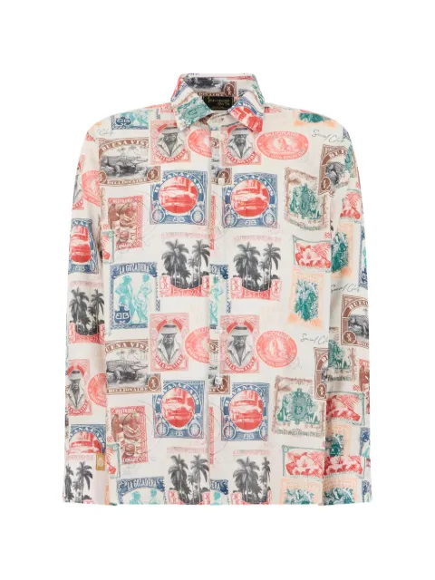 Billionaire stamp-print linen shirt White IAFCMRP2592BTE048N