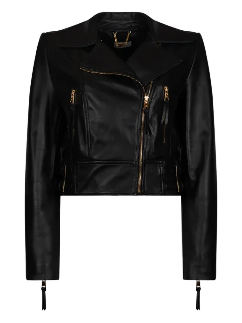 Elisabetta Franchi leather biker jacket Black GD57Z61E2