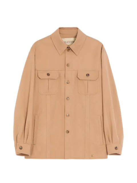 Valentino Garavani cotton gabardine shirt jacket with VLogo Brown VCIQ10ALS