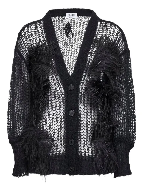 The Attico feather-embellishment V-neck cardigan Black 260WCD00011KMX002FS