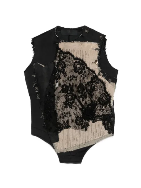 Marc Le Bihan lace beaded vest Black 22800