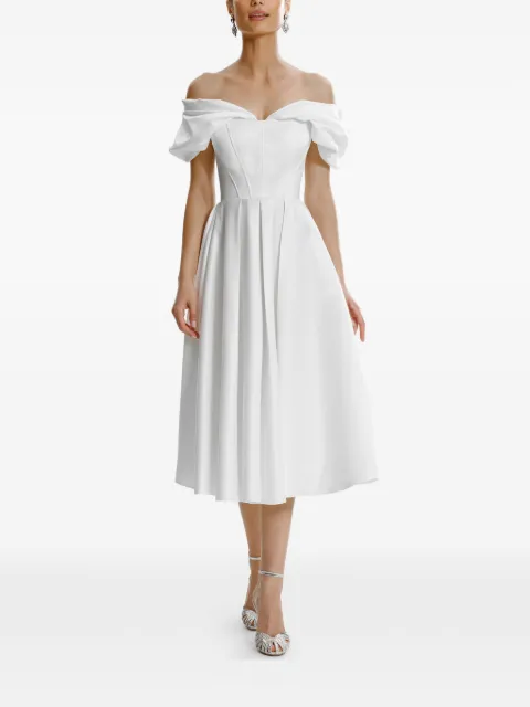 FRAMBOISE Glamo off-shoulder midi dress White GLAMO