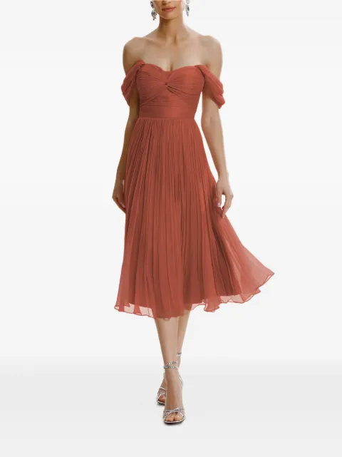FRAMBOISE Kaly off-shoulder silk midi dress Orange KALY