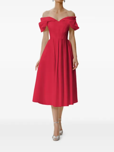 FRAMBOISE Glamo off-shoulder midi dress Red GLAMO