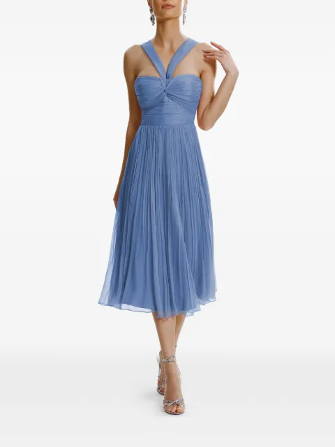 FRAMBOISE Gaia crossover silk midi dress Blue GAIA