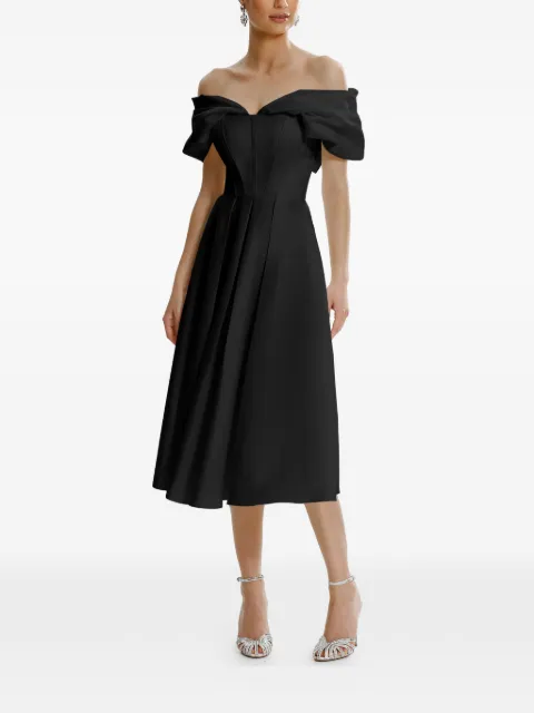 FRAMBOISE Glamo off-shoulder midi dress Black GLAMO