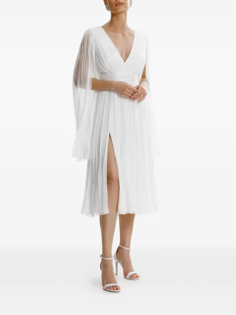 FRAMBOISE Enrica V-neck silk midi dress White ENRICA