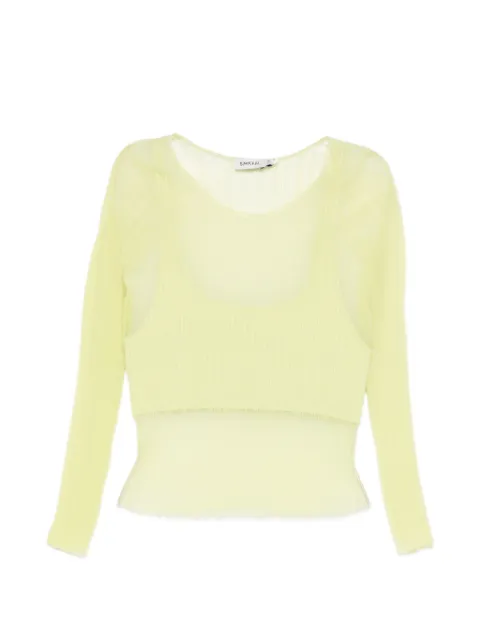 SIMKHAI long-sleeve sheer top Green 1262213K