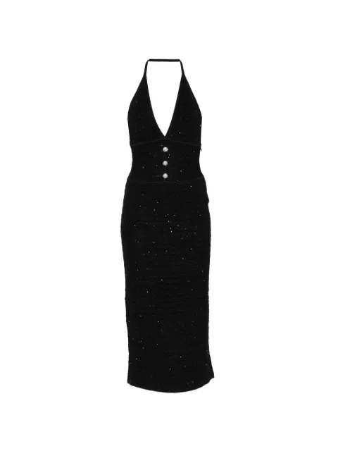 Alessandra Rich buttoned V-neck midi dress Black FABX4354K47227638