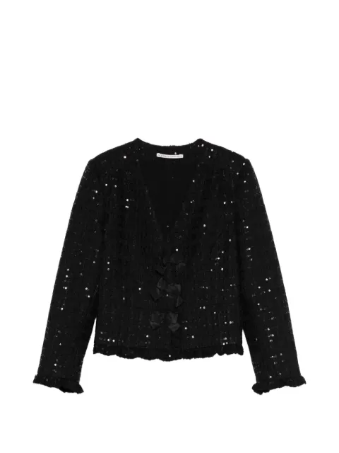 Alessandra Rich sequinned bow-embellished jacket Black FABX4312F47140900