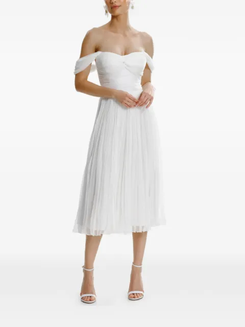 FRAMBOISE Kaly off-shoulder silk midi dress White KALY