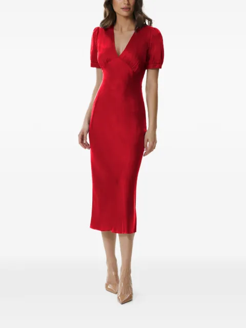 FRAMBOISE Sharon V-neck midi dress Red SHARON