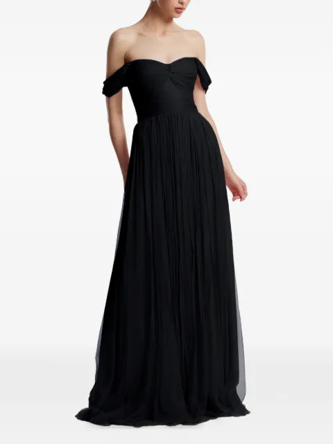 FRAMBOISE Roselyn off-shoulder silk maxi dress Black ROSELYN