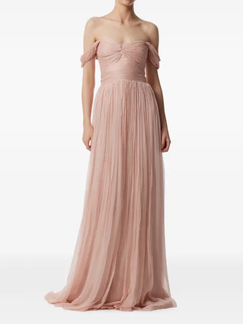 FRAMBOISE Roselyn off-shoulder silk maxi dress Pink ROSELYN