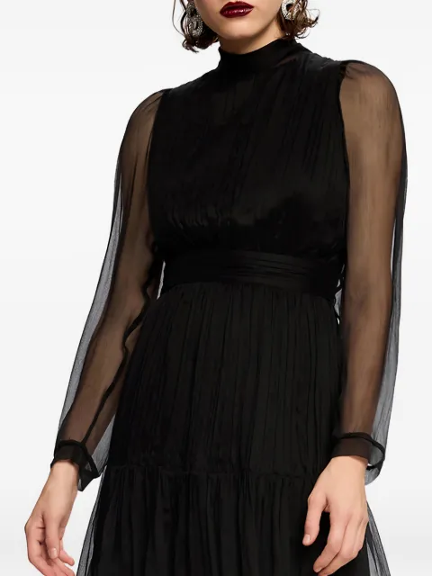 FRAMBOISE Alena long-sleeve silk mini dress Black ALENA