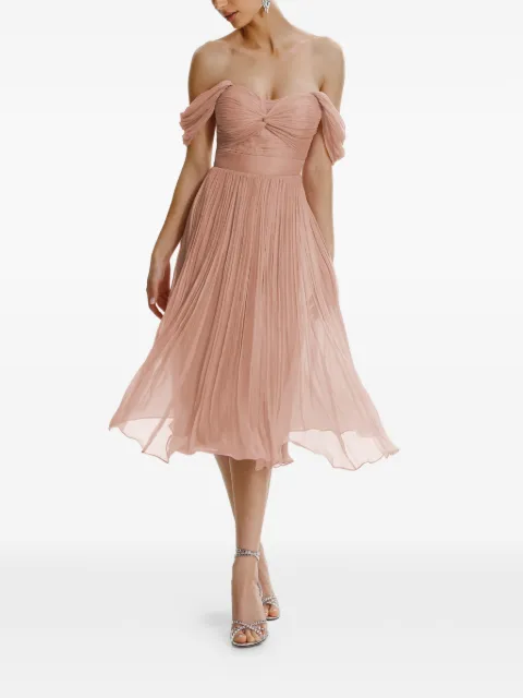 FRAMBOISE Kaly off-shoulder silk midi dress Pink KALY