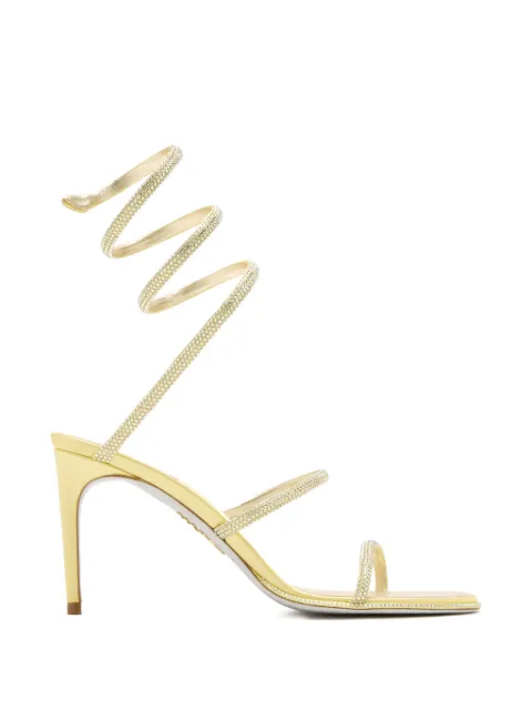 René Caovilla Cleo strass spiral heeled sandals Yellow C12538080R001Y379