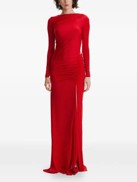 2310 STUDIO open-back ruched maxi dress Red FF66