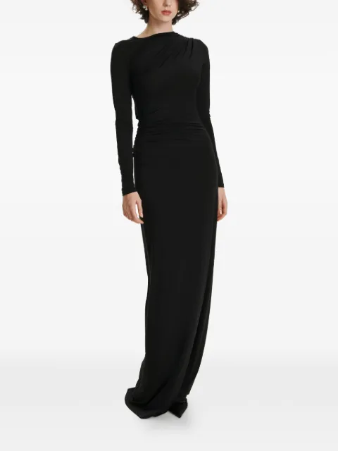 2310 STUDIO long-sleeves ruched maxi dress Black FF67