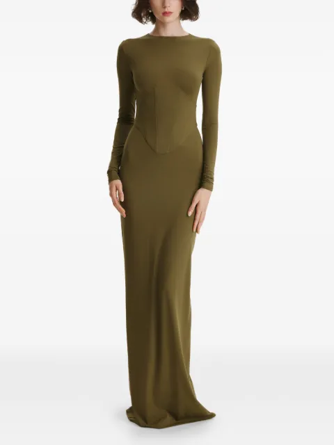 2310 STUDIO long-sleeves corset maxi dress Green FF63