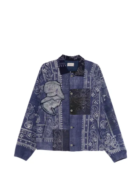 Kafeneo by TBF patch-work shirt jacket Blue KAF01406BLUE