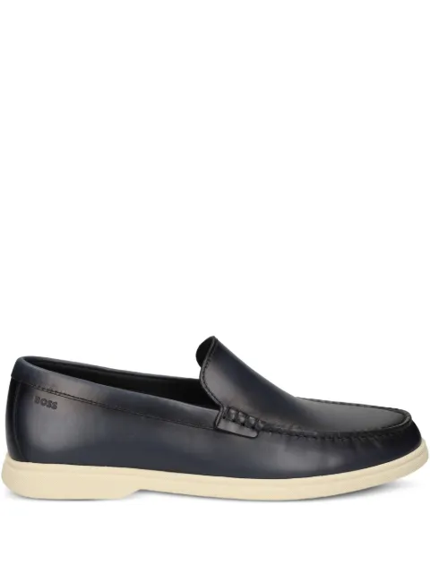 BOSS leather moccasins with embossed logo Blue 50557667