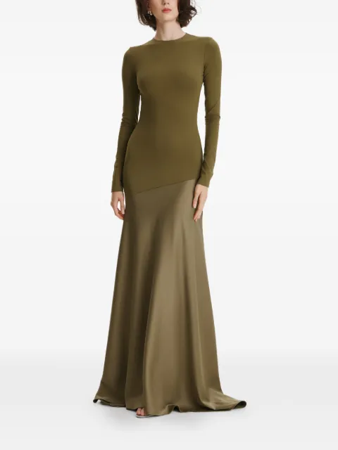 2310 STUDIO long-sleeves colour-block maxi dress Green FF17