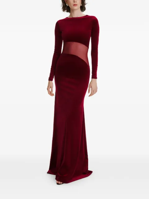2310 STUDIO long-sleeves velvet maxi dress Red FF65
