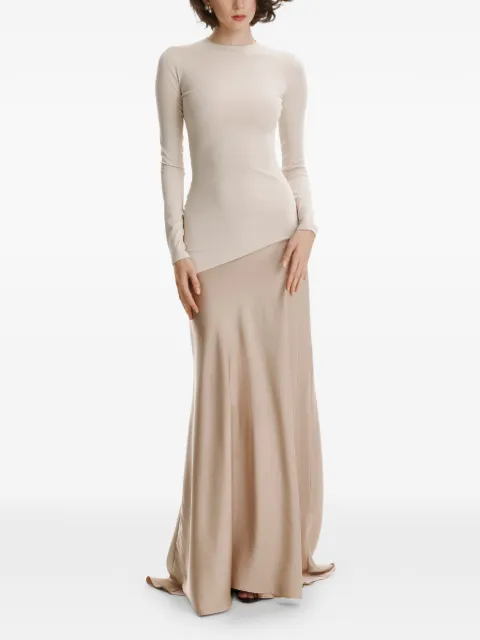 2310 STUDIO asymmetric long-sleeve maxi dress Neutrals FF17