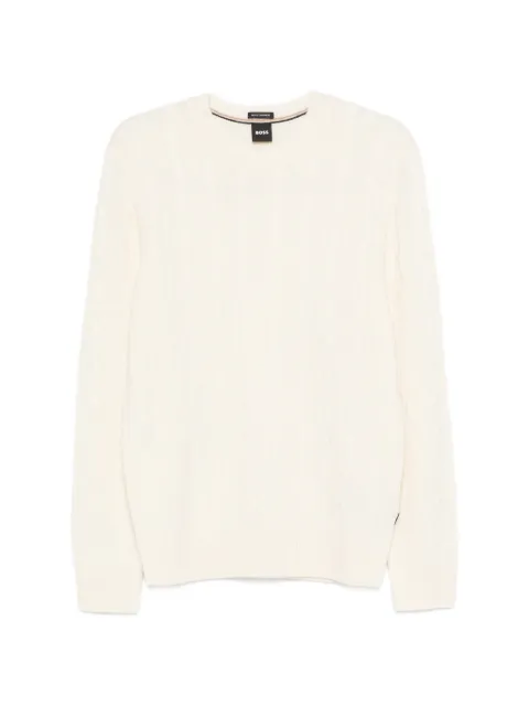 BOSS cable-knit crew-neck sweater Neutrals 10274959131OPENWHITE