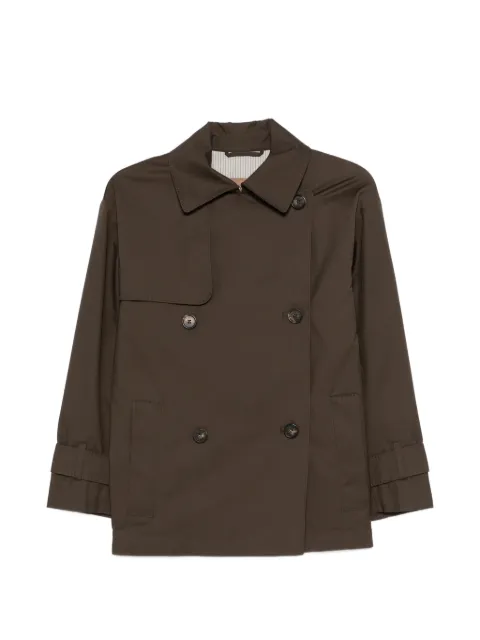 Max Mara logo-patch double-breasted coat Green 2619021124600