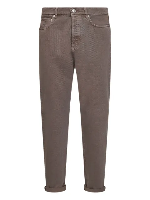 Brunello Cucinelli logo-patch five-pocket jeans Brown M237PO1090C7503