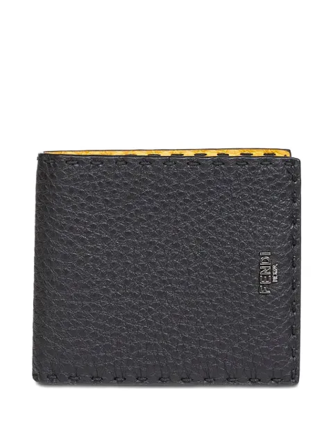 FENDI Roma logo stitched leather wallet Black 7M0193AW2F