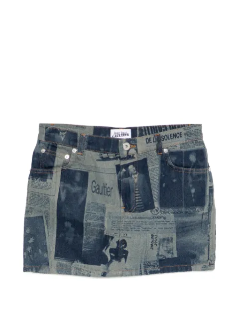 Jean Paul Gaultier newspaper print mini skirt Blue 2601WSK037D027