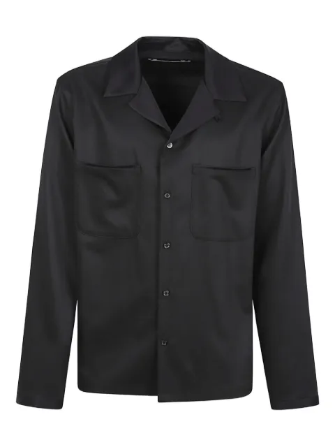 Golden Goose shirt in black wool twill with black satin details Black GMP02649P002313