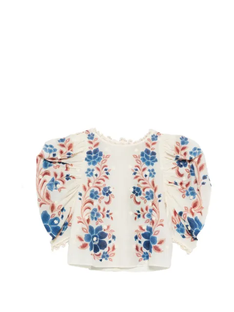 FARM Rio floral embroidered blouse Neutrals 344127