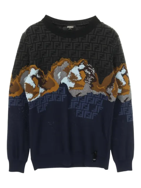 Fendi Pre-Owned FF logo-pattern knitted top Blue 1035008